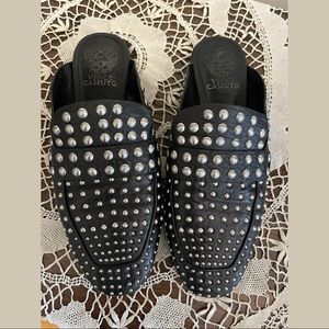 Vince Camuto Black Studded Mules